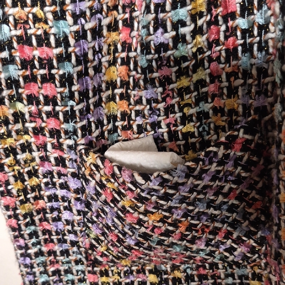 Hillard & Hanson Multicolor Tweed Open-Front Blazer - Picture 3 of 6